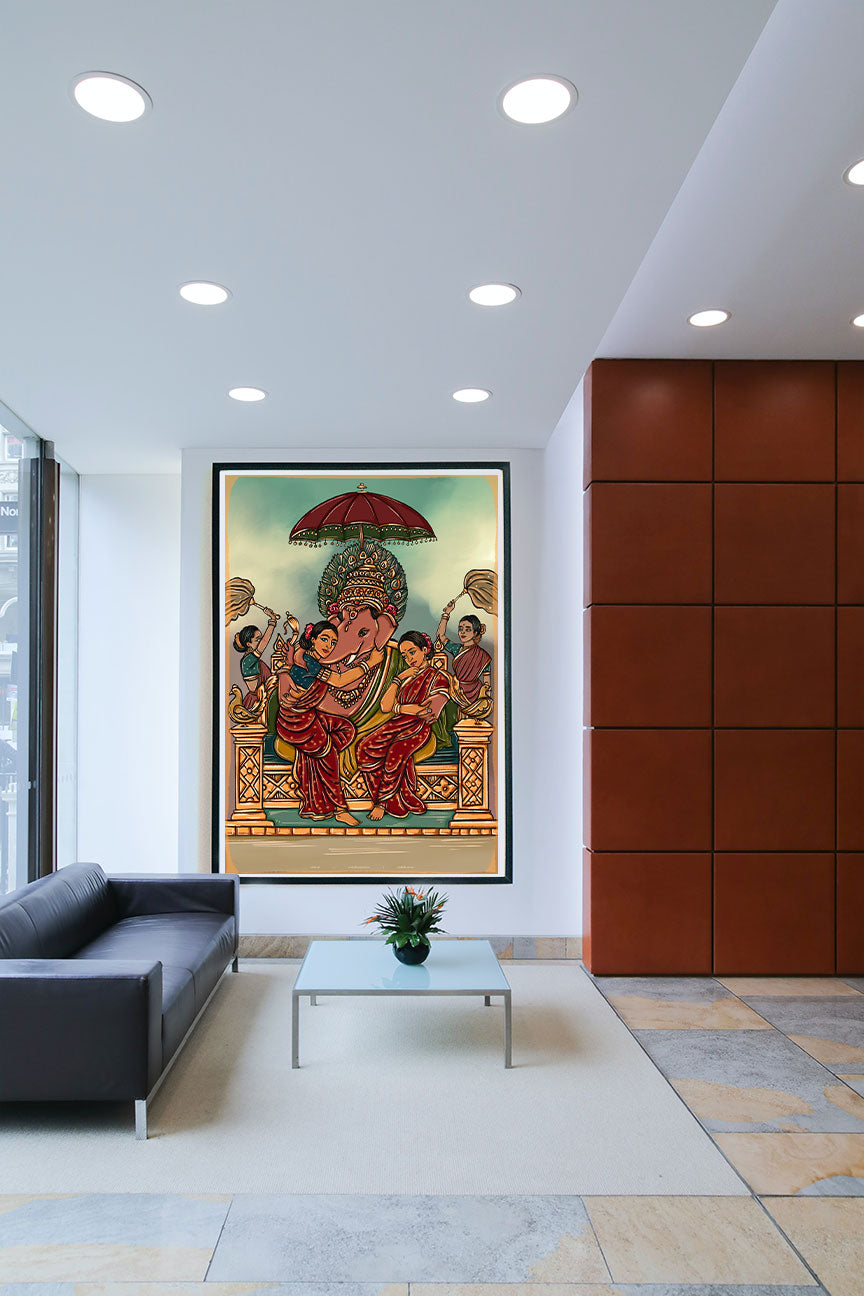 Ganesha with Riddhi and Siddhi
