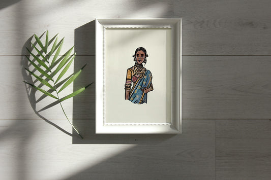India in Saree Artwork by Aishr - Print 2